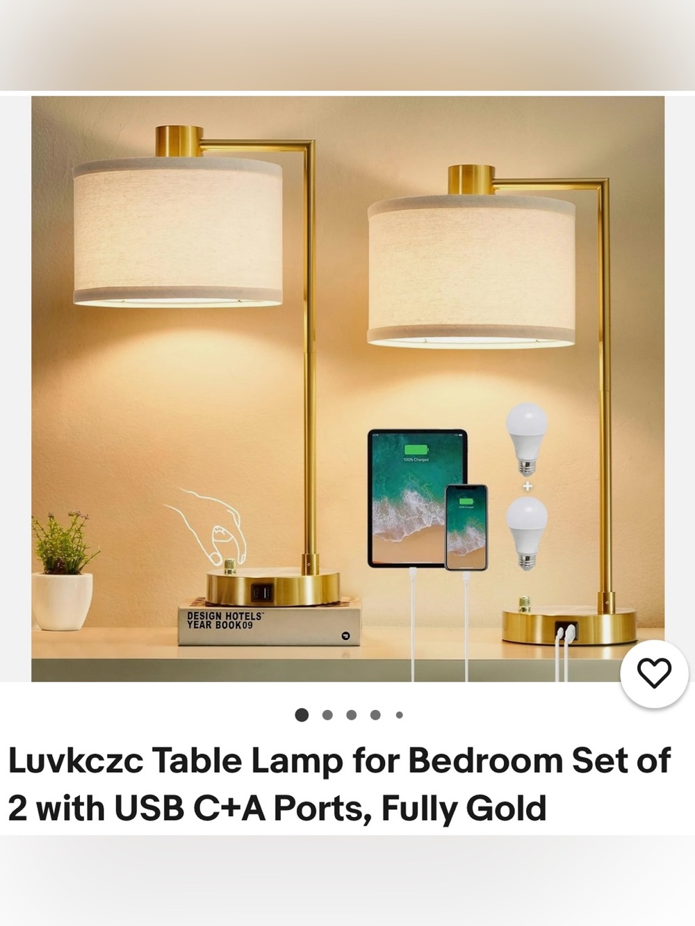 Luvkczc Lamps for Set of 2
USB C Charging Port & FullyGold Table Lamp New in box